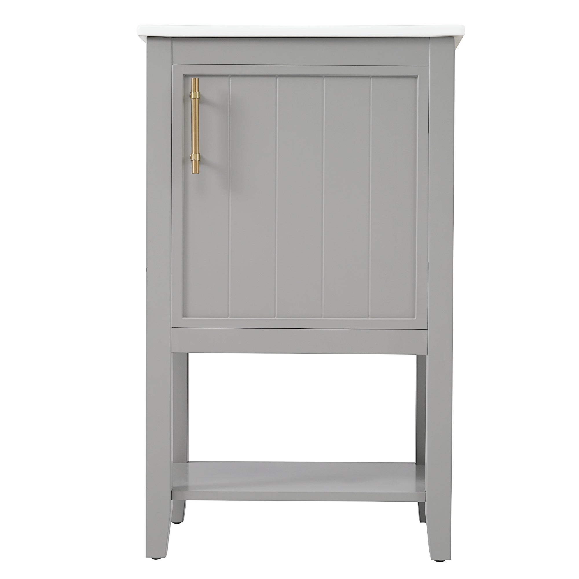 VanityFus 20-in Gray Bathroom Vanity Single Sink Combo Ceramic Top 1 Soft Close Door Undermount